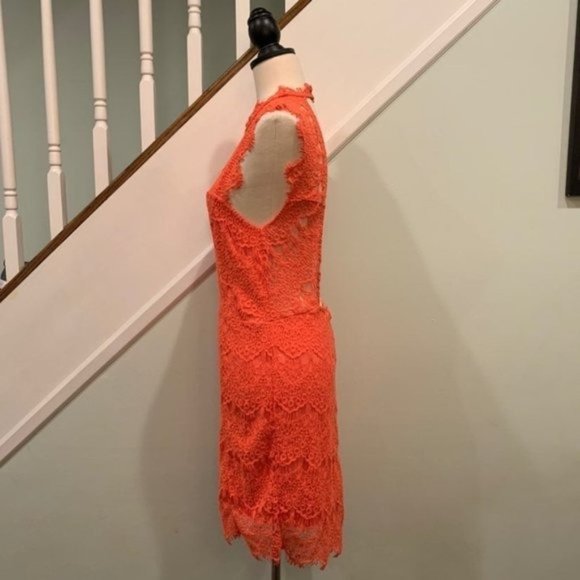 Free People Daydreamer Coral Lace Mini Dress Med - Picture 9 of 12